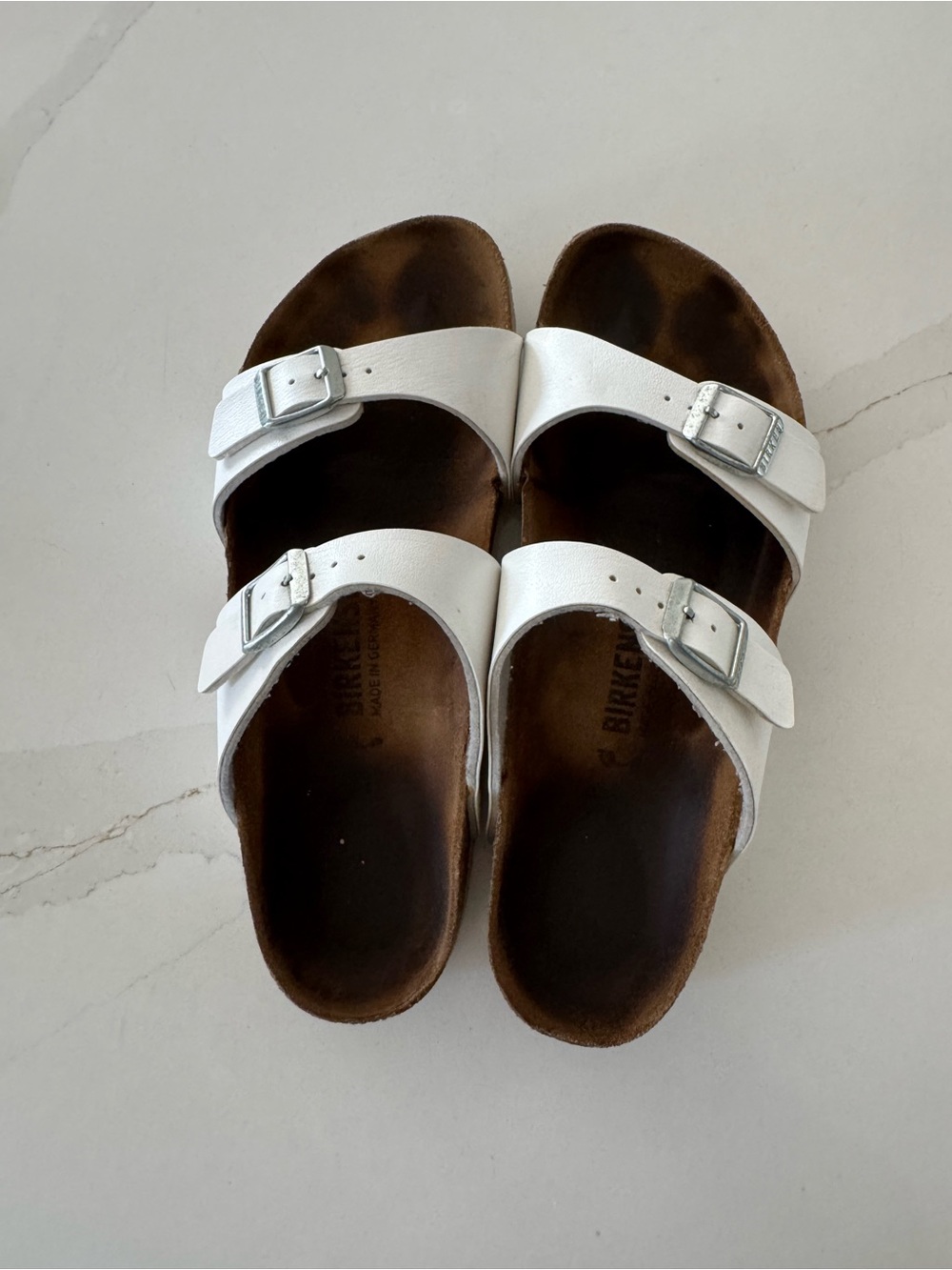 White Double Buckle Birkenstock Sandals (Size 40)